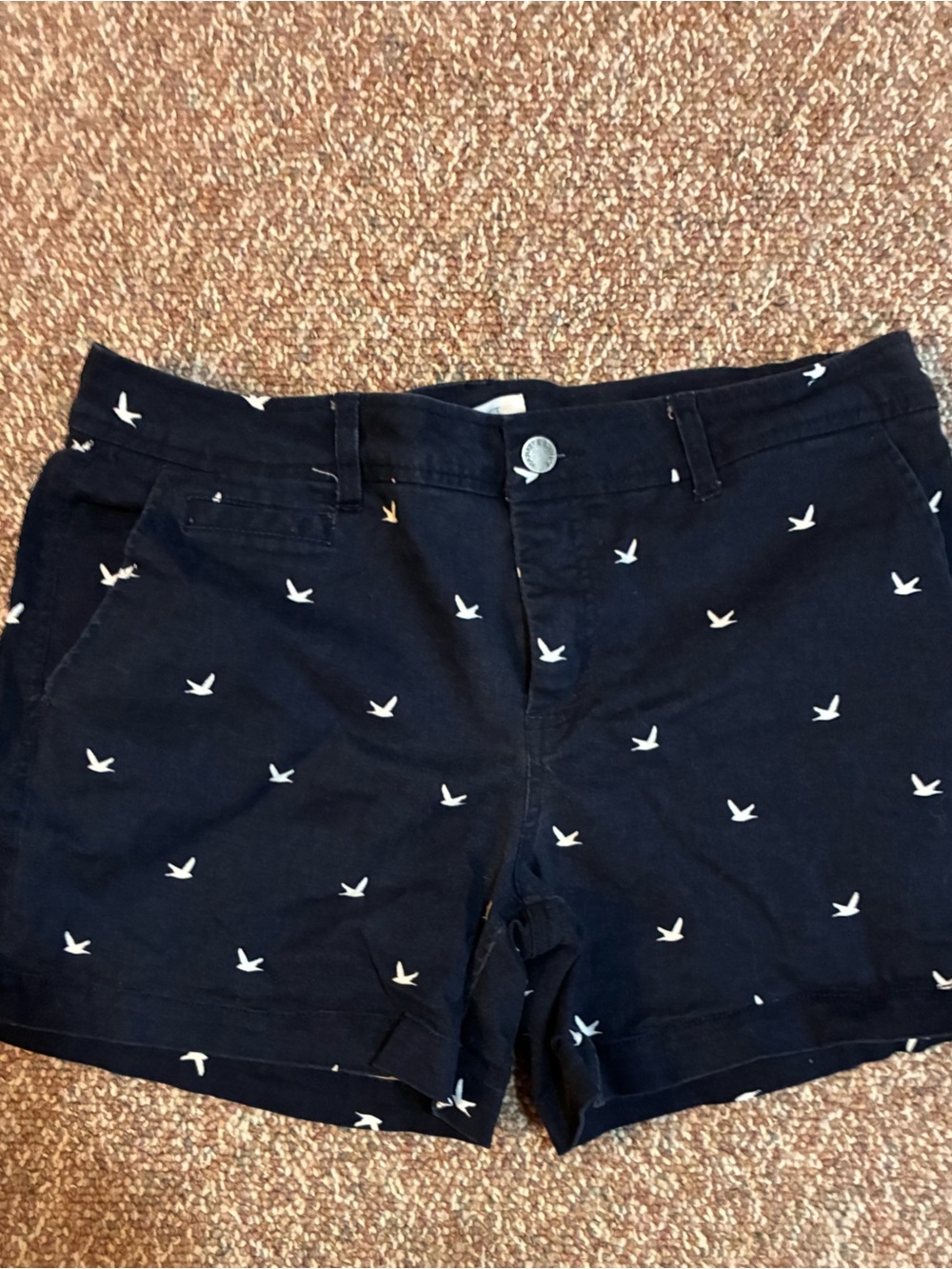 Market & Spruce Navy Blue Bird-Print Shorts